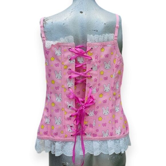 Littleforbig Women's Lace Up Boned Overbust Corset Bustier Bodyshaper - Picture 4 of 9